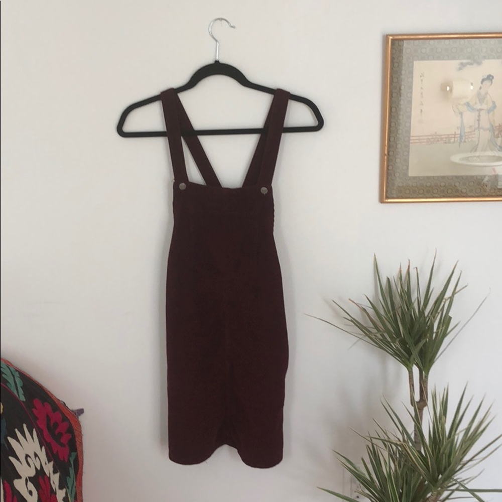 Burgundy Corduroy Overall Dress